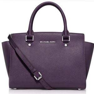Purple Micheal Kors Selma Seffiano leather purse